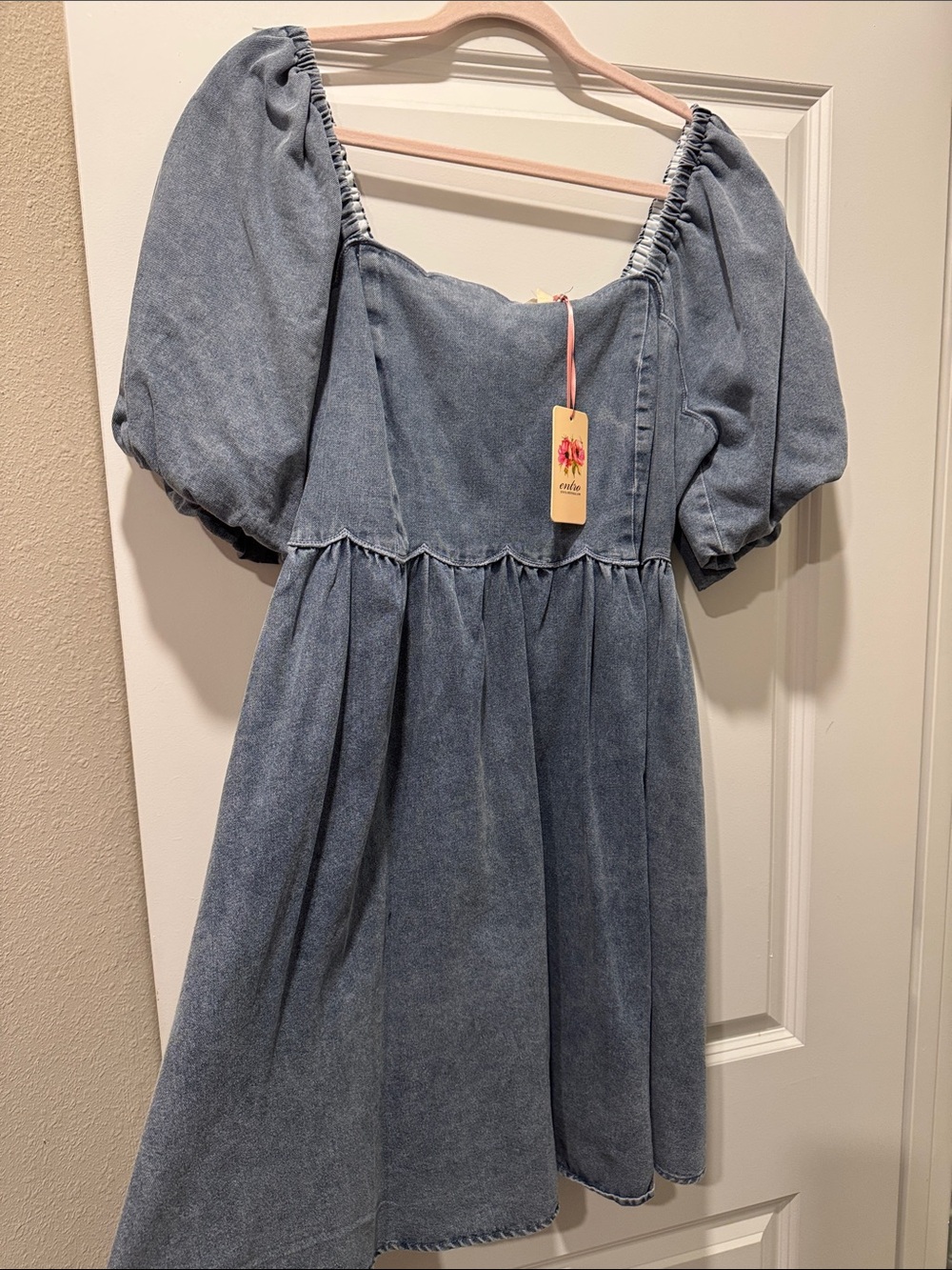 NWT Entro Denim Puff-Sleeve Dress - Blue